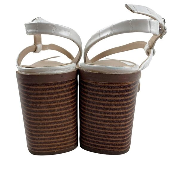 H by Halston Vegan Leather White Croc Embossed Contemporary Minimalist Block Hee - Picture 5 of 9